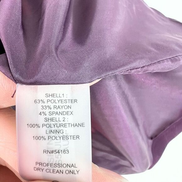 Calvin Klein Jacket Womens Size 14 Purple Front Zip Stretch Lined Blazer - Picture 8 of 12